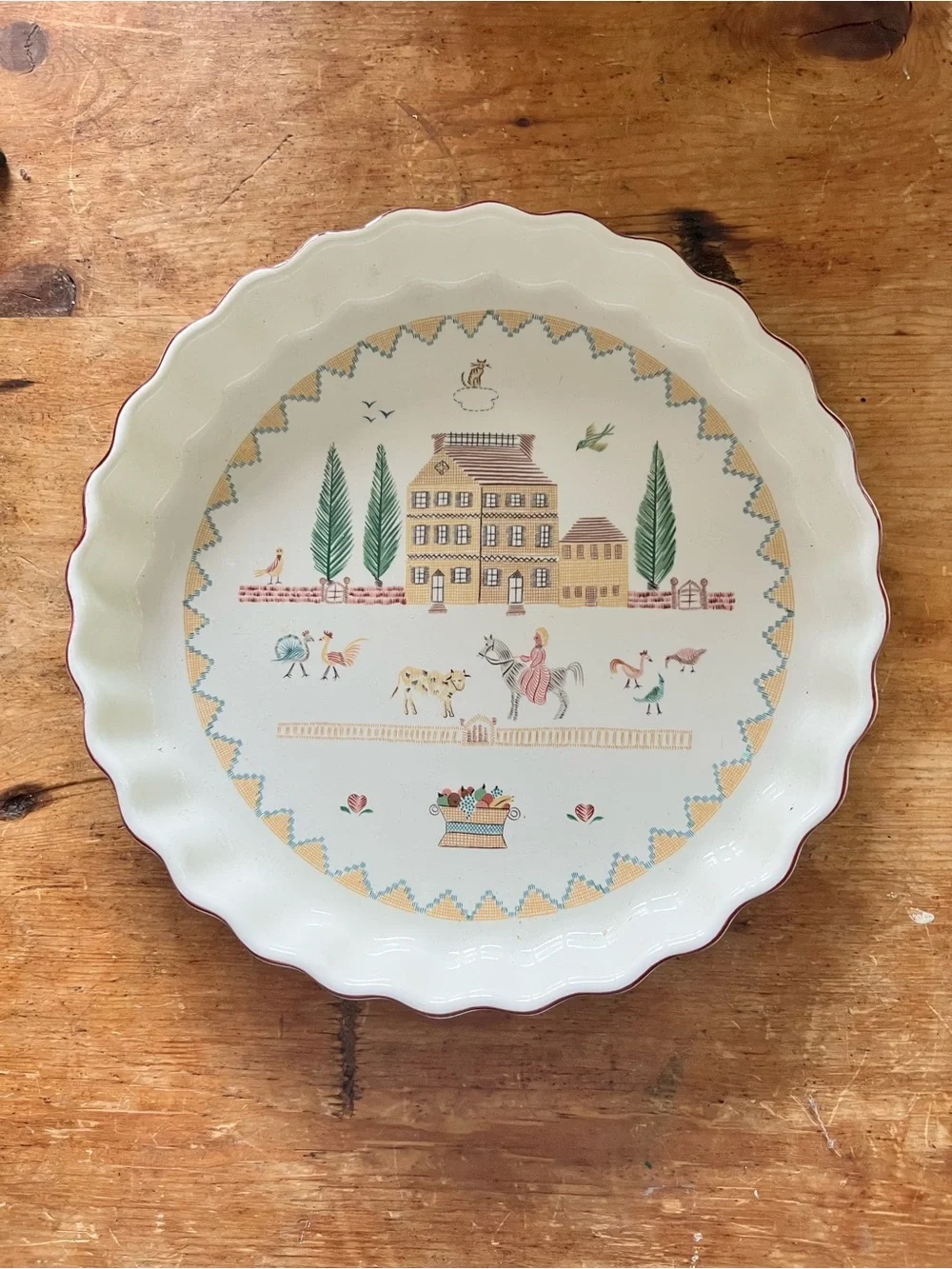 Vintage Villeroy & Boch American Sampler quiche dish 9.25” diameter